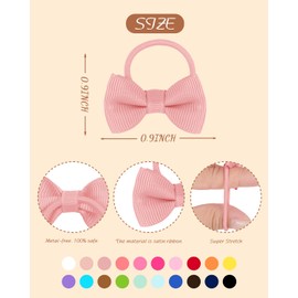 LALAURA 40pcs 1.6 Inches Baby Hair Ties with Bows Elastics Ponytail Holders Baby Bows Tiny Rubber Ribbon Hair Bands For Baby Girls Infants Hair Accessories