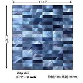 XUANINY Peel and Stick Tile Backsplash Self- Adhesive Wall Tiles Aluminum Mosaic Sticker for Kitchen (11.33"x11.92" Per Sheet, Pack of 5 pcs) (Blue Mix)