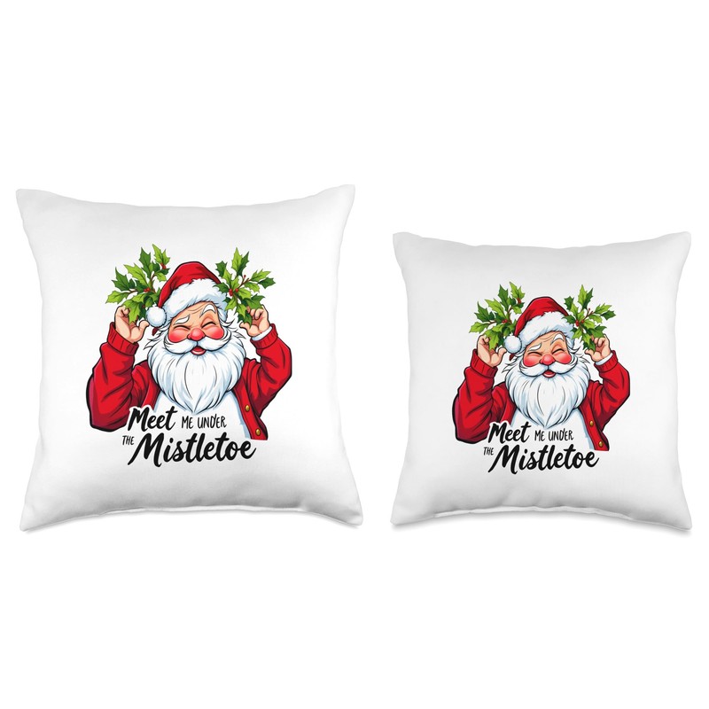 Meet Me Under The Mistletoe Christmas Throw Pillow