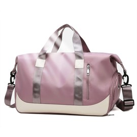 Keyck Sports Bag for Men and Women Large 40L with Shoe Compartment and Wet Compartment, Travel Bag, Foldable, Fashionable, Waterproof, Lightweight, Yoga, Gym, Swimming Bag, Beach, Holiday, School, Sports Bag, pink lilac