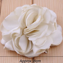 Huralona 10pcs Satin Ribbon Flowers for Crafts Bow Wedding Dec Vintage Fabric Flower Artificial Roses for Headpiece Appliques Ornament (Cream)
