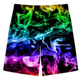 TUONROAD Boys Swimming Shorts Funny 3D Print Quick Drying Swimming Trunks with Mesh Lining Summer Beach Shorts 5-14 Years, 1 colourful purple