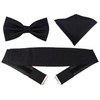 TigerTie Cummerbund Pocket Square Satin Bow Tie Plain Sash Waistband,