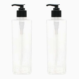 Bottlewholesale.com square dispenser black cap DTS 500, transparent, 2 pcs / 병도매닷컴 사각 디스펜서 검정캡 DTS 500, 투명, 2개