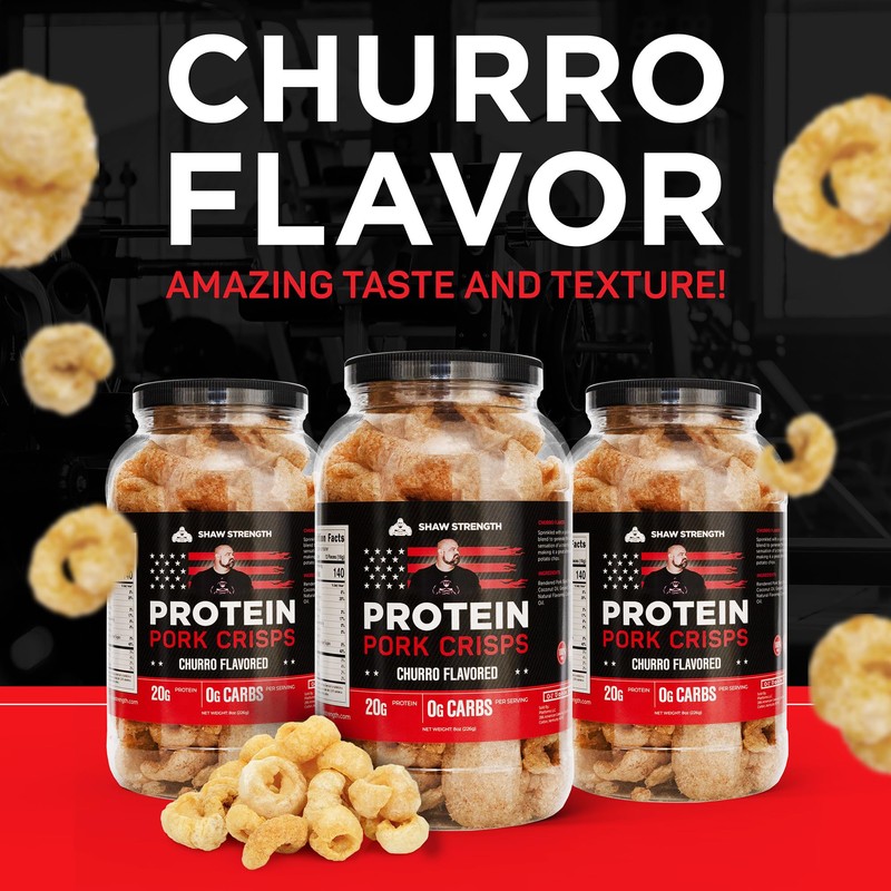 Shaw Strength Protein Pork Rinds (Churro, 8oz); Developed for World’s
