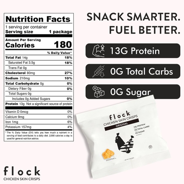 Flock Keto Chicken Skin Chips – Original Flavor, Low Carb,