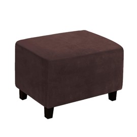 Velvet Ottoman Cover, Stretch Footstools Covers, Plush Foot Stool Slipcover, Removable Footrest Stool Sofa Slipcovers, Folding Storage Stool Furniture Protector for Room(Brown,Rectangular Large)