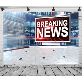 BELECO Fabric News Broadcast Backdrop - 9x6ft TV Breaking News Room Background for Programs, Reports & Conferences