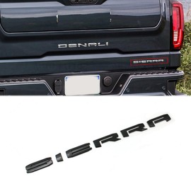 1pc 2019-2025 Small Tailgate Sierra Emblem Rear Liftgate Letter Nameplate Badge 3D Compatible with Sierra 1500 2500HD 3500HD At4 23400374 (Gloss Black)
