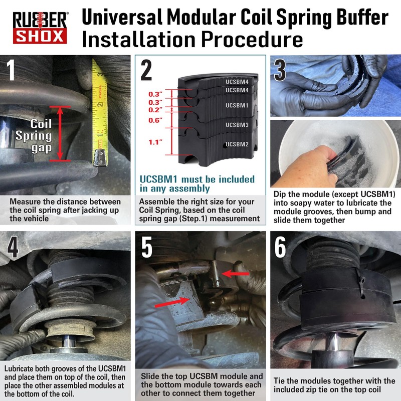 U.S. RubberShox UCSB Series Universal Front-Rear Automobile Coil Spring Buffer/Spacer