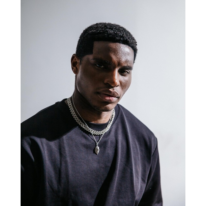 MISION 12mm diamond prong link chain silver - 18 inch