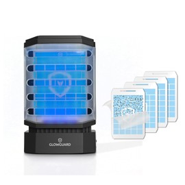 GlowGuard-X Rechargeable Indoor Fly Trap & Gnat Killer, Multi-Purpose Mosquito Trap and Shockless Indoor Bug Zapper, Includes 1 Device + 4 Glue-Card Refills, 48hr Battery Life, Black