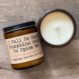 I Fall So Hard Pumpkins Want To Spice Me Infused With Leggings, Scarves And Boots | Premium Soy Candle | The Malicious Mermaid | Jar Candle | Made in USA | Snarky Candles | Scented Candles