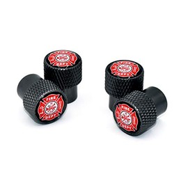 Fire Universal Valve Stem Caps - Black Chrome Knurling