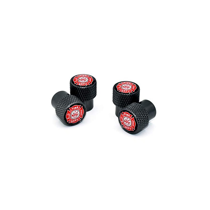 Fire Universal Valve Stem Caps - Black Chrome Knurling