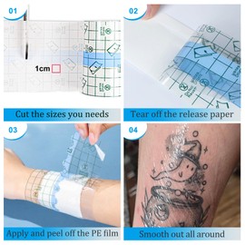 Emalla Second Skin Tattoo Cover, Waterproof Tattoo Aftercare Bandage Breathable Tattoo Cover Up Patch Tape Tattoo Flim 10" x 2.2 Yard Tattoo Supplies for Healing Wrap Swimming Shower