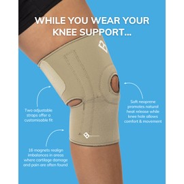BM BioMagnetic Sport Knee Support, Beige One Size