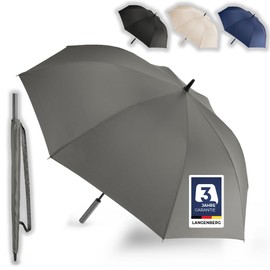LANGENBERG Regenschirm groß mit [Ø138 CM SPANNWEITE] inkl. automatischer Öffnung - Regenschirm Sturmfest mit stilvollem Griff - XXL Regenschirm Herren und Damen - Stockschirm groß samt Tragehülle