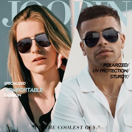 Joopin Black Sunglasses for Men Women Polarized Aviation Mens Sunglasses Womens Shades UV Protection Classic Retro Sun Glasses - Black Frame Black Lens