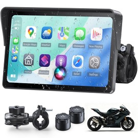 APHQUA Moto Carplay Display 7 Pollici Impermeabile Touch Screen Sistema di Controllo della Pressione Pneumatici (TPMS), CarPlay Wireless e Android Auto per Moto, Dual Bluetooth, Navigazione GPS