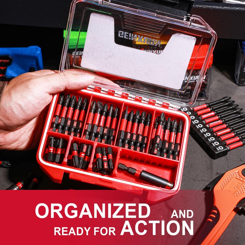 Geinxurn Impact Screwdriver Bits Set, 71pieces Case Storage Magnetic S2
