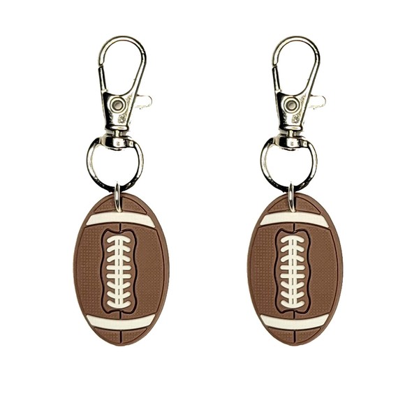 Football Zipper Charm Set of 2 Badge Reel Accent Purse