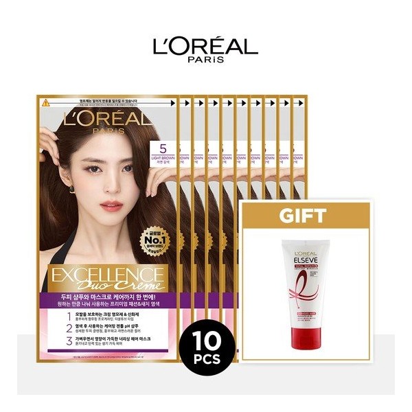 Excellent Duo Cream Hair Dye 10pcs + Tr5 Shampoo 170ml,