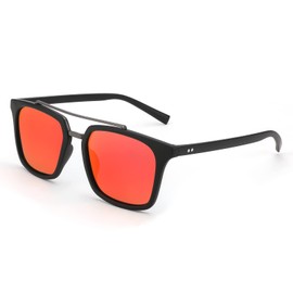 FEISEDY Men Women Vintage Square 70s Pilot Polarized Sunglasses Double Bridge Retro Sun Glasses B2907