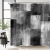 AMBZEK Grey Patchwork Shower Curtain - Modern Black and White