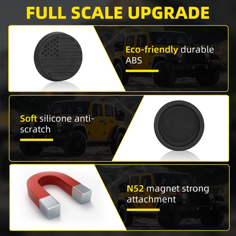 Strong Magnetic(Upgrade N52) Keyhole Covers Compatible with 2018-2025 Jeep Wrangler