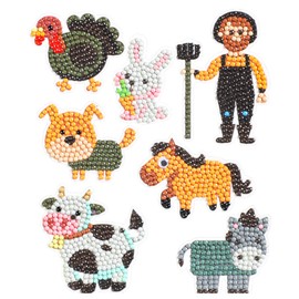 Diamond Painting Sticker Set, Country Life Craft Kit for DIY Stickers with Rhinestones, for Children Aged 5 and Up