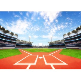 Fmarui Baseball Backdrop Outdoor Sports Baseball Field Stadium Background for Baby Shower Birthday Party Decoration Banner Photoshoot Props, 10x8FT