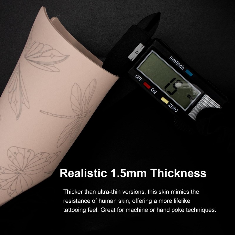 2PCS Double-Sided Tattoo Practice Skin with Pre-Printed Light Gray Stencil