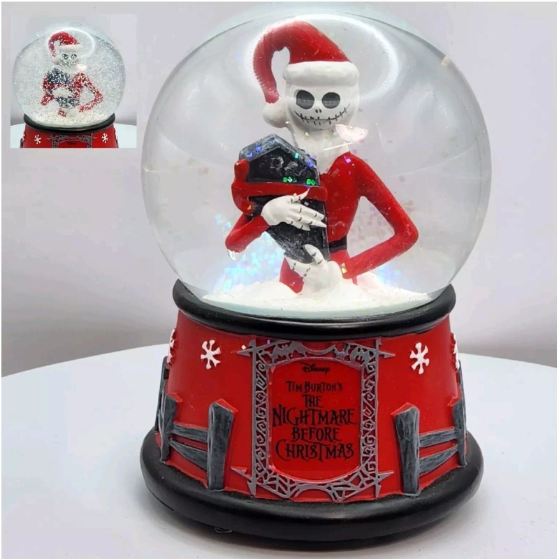 Ruz Nightmare Before Christmas Jack Skellington Musical Snow Globe