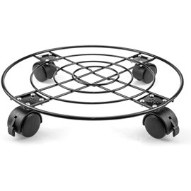 Fasmov 2 Pack 13 inches Plant Caddy, Heavy Duty Iron Potted Plant Stand with Lockable Caster Wheels, Outdoor Caddy Indoor Plant Dolly, Black