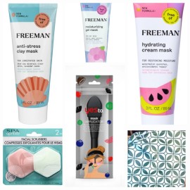 Freeman 3 Freeman Facemask & Facial Spa Set. Applicator, Scrubbers, Cosmetic Bag,  *NEW*