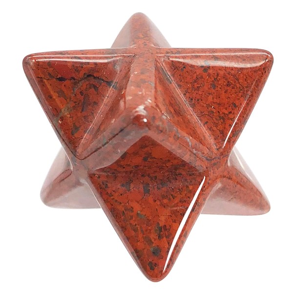 Fekuar Red Jasper Crystal Merkaba Star for Healing Reiki Spiritual Divine Therapy Energy, Pocket Stone Eight-Pointed Stars 1"(25mm)