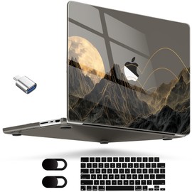 MEEgoodo for M4 MacBook Pro 16 inch Case 2024 2023 2021, Flexible & Crystal Case Fit Model A3403/A3186/A2991/A2780/A2485 M3 M2 M1 Pro/Max, Glowing Lines Full Moon