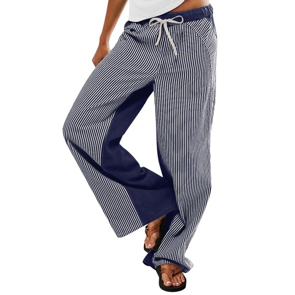 PEIHOT Low Rise Striped Denim Pants for Women Pull On