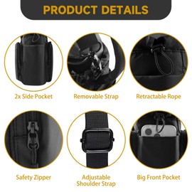 Magnetic Gym Bag for Men and Women, Magnetic Water Bottle Holder for Gym 80oz, Sling Bag for Travel, Work, and Sports, Black