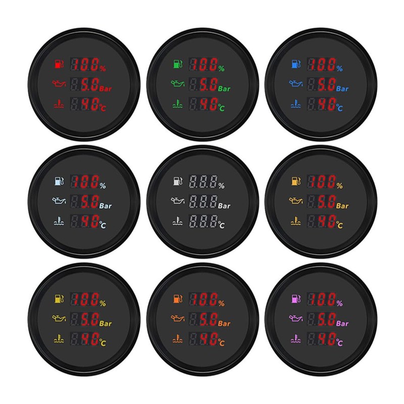 ELING 52mm Digital Multifunction Gauge with Adjustable Signal Fuel Level