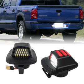 Centika LED License Plate Light Compatible with 1997-2011 Dodge Dakota 2006-2009 Mitsubishi Raider Rear Bumper Tag Number Lamp Assembly Red and White License Plate Light, Pack of 2