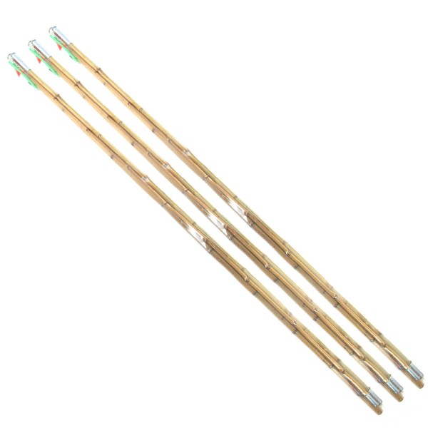 BambooMN 11.5 Ft Natural Bamboo Vintage Cane Fishing Pole with Bobber, Hook, Line and Sinker, 3 Piece Construction, 10 Sets