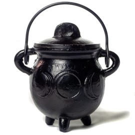 Cauldron Cast Iron Witchcraft Cauldron Incense Bowl Crescent Moon Sun Incense Burner