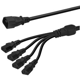 YCYUYUFUNS IEC320 Y Split Cable C14 to 4X C13 Splitter Power Cord for PDU Power Supply