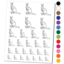 Kangaroo with Joey in Pouch Temporary Tattoo Water Resistant Fake Body Art Set Collection - Red (One Sheet)