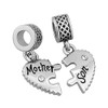 PanQueen Mom Mother Son Heart Love Birthstone Crystal Charm Set