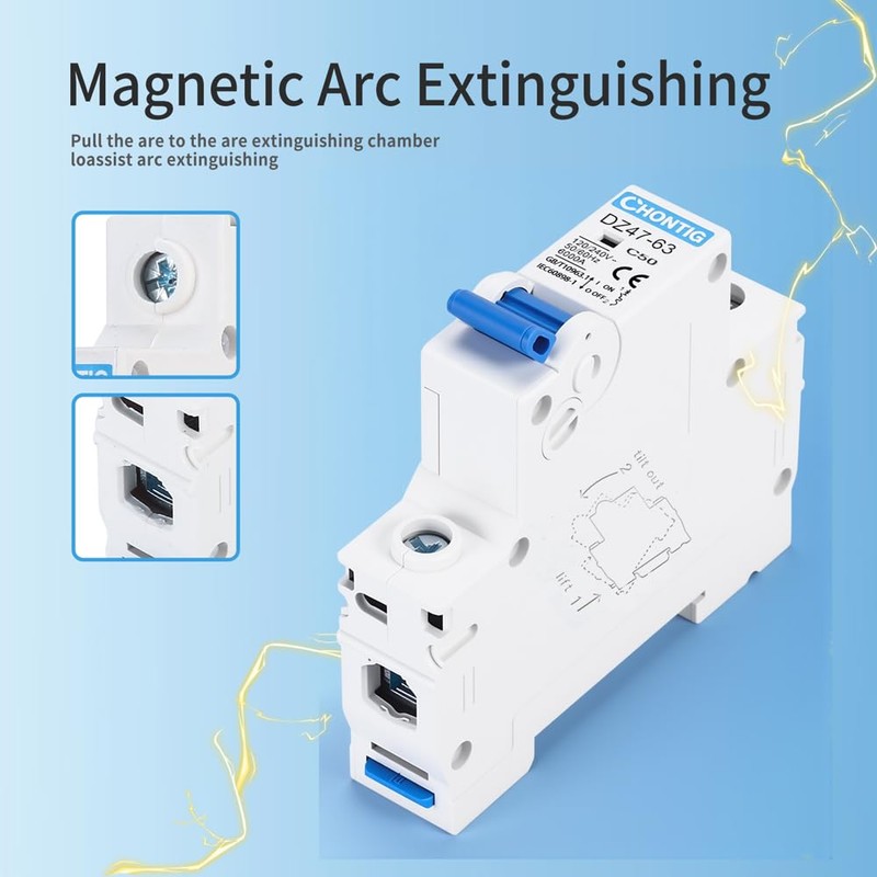 CHONTIG MCB C50 50A Miniature 1 Pole Circuit Breaker 2