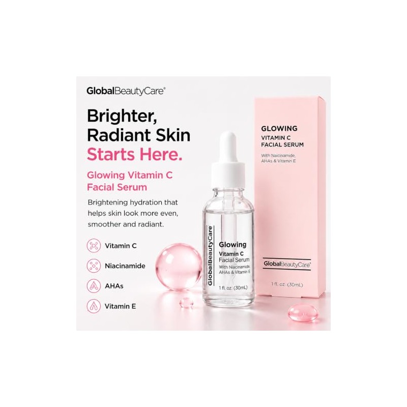 Suero facial iluminador con vitamina C, niacinamida, AHA y vitamina