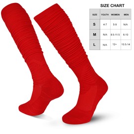 Dingcooler Scrunch Football Socks 1 Pair, Ultra Long Ankle Padded Athletic Socks for Men Women Boys Girls